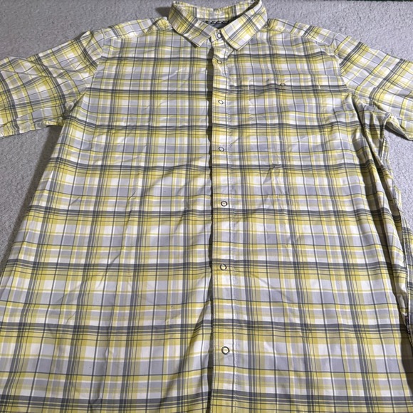 Swiss Tech Short Sleeve Button Up T-Shirt Yellow Men's Extra Large Men Check Top - Picture 1 of 13
